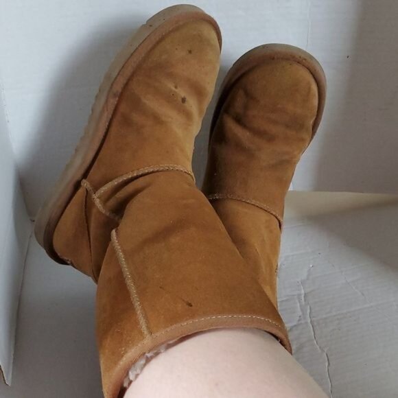 Koolaburra UGG Tall Winter Boots Chestnut Brown Leather Suede Women's WOMAN'S 6 - Picture 3 of 16